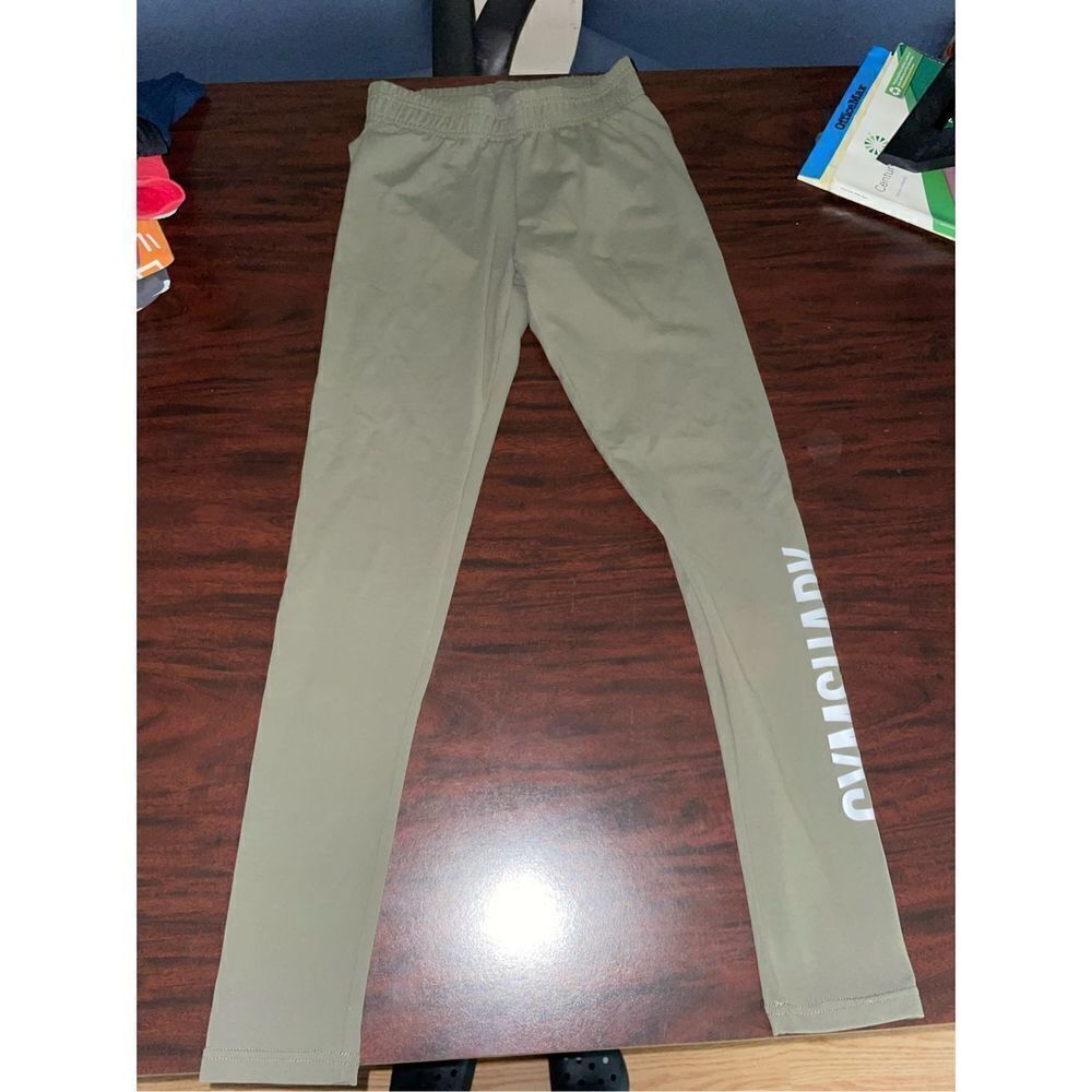 Gymshark Army Green Active Leggings with Elastic Waistband